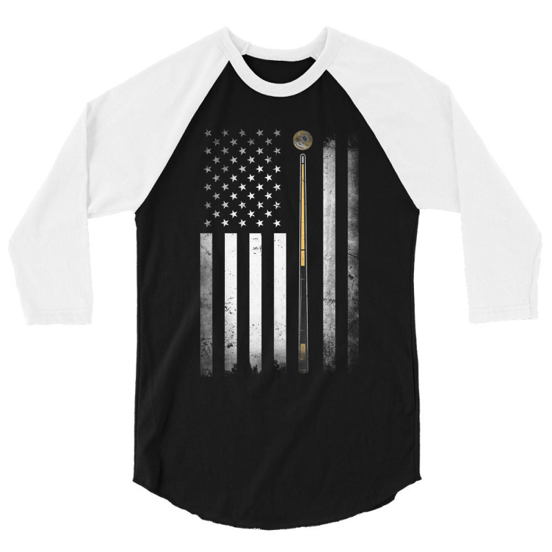 Billiards Pool Player Table Usa Us American Flag 3/4 Sleeve Shirt | Artistshot