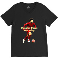 Mo Salah Running Down The Wing Classic V-neck Tee | Artistshot