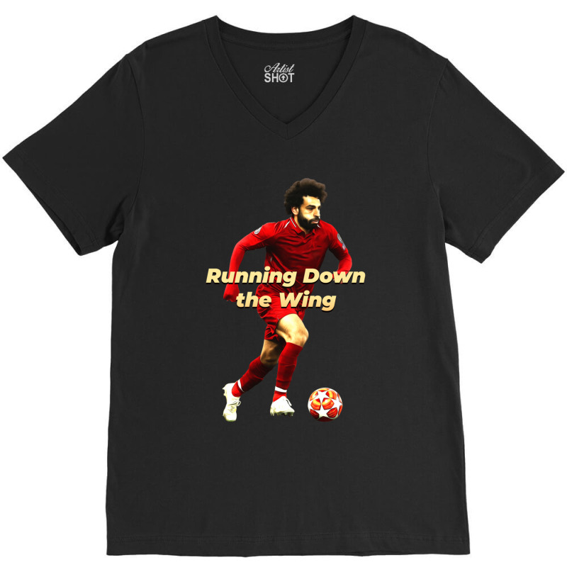 Mo Salah Running Down The Wing Classic V-neck Tee | Artistshot