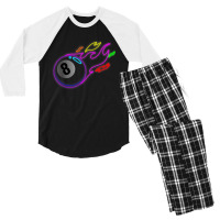 Colorful Neon Lights Eight Ball Billiards Pool Mm Men's 3/4 Sleeve Pajama Set | Artistshot