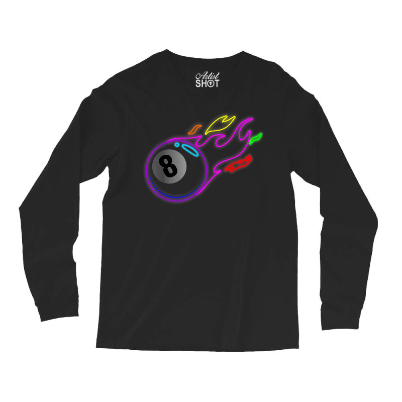 Colorful Neon Lights Eight Ball Billiards Pool Mm Long Sleeve Shirts by MechelleMilliken | Artistshot