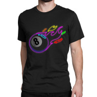 Colorful Neon Lights Eight Ball Billiards Pool Mm Classic T-shirt | Artistshot