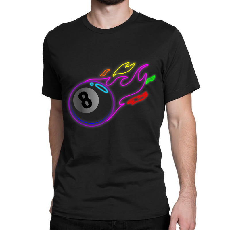 Colorful Neon Lights Eight Ball Billiards Pool Mm Classic T-shirt by MechelleMilliken | Artistshot