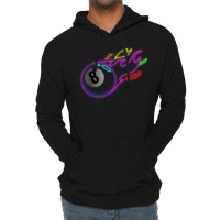 Colorful Neon Lights Eight Ball Billiards Pool Mm Lightweight Hoodie | Artistshot