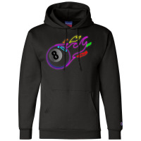 Colorful Neon Lights Eight Ball Billiards Pool Mm Champion Hoodie | Artistshot