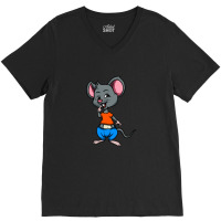 Cute Anthropomorphic Human-like Cartoon Character Mouse In Clothes V-neck Tee | Artistshot