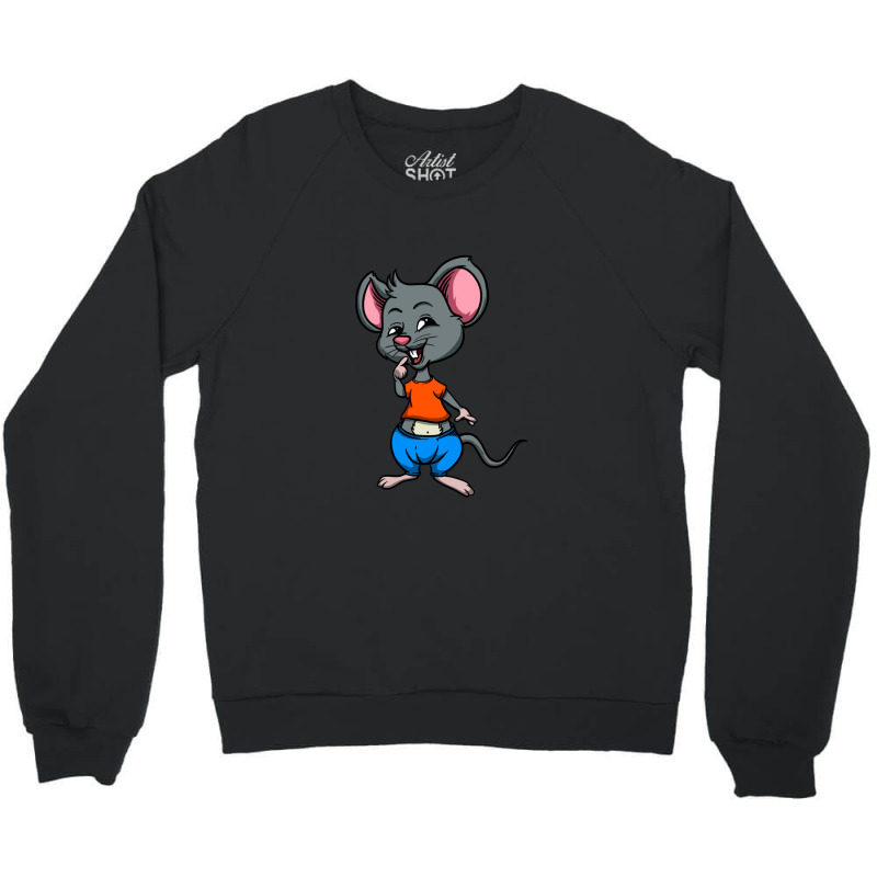 Cute Anthropomorphic Human-like Cartoon Character Mouse In Clothes Crewneck Sweatshirt by RobrertDunn | Artistshot