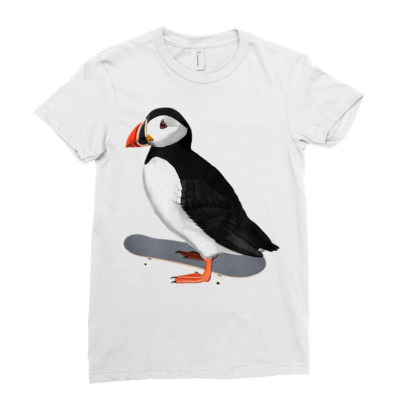 Puffin Bird Skateboard Birdwatcher Animal Biologist T Shirt Ladies Fitted T-Shirt by cm-arts | Artistshot