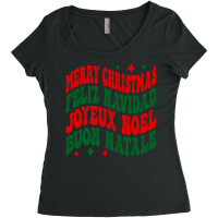 Merry Christmas, Feliz Navidad, Joyeux Noel, Buon Natale Pullover Hood Women's Triblend Scoop T-shirt | Artistshot