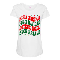 Merry Christmas, Feliz Navidad, Joyeux Noel, Buon Natale Pullover Hood Maternity Scoop Neck T-shirt | Artistshot