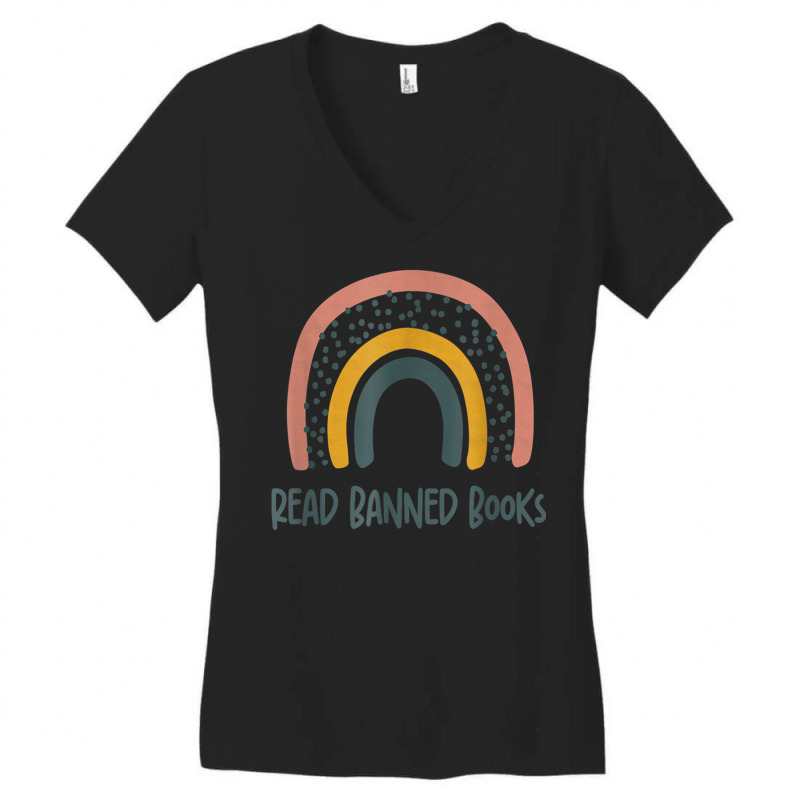 Read Banned Books Book Lover Funny Librarian Rainbow T Shirt Women's V-Neck T-Shirt by cm-arts | Artistshot