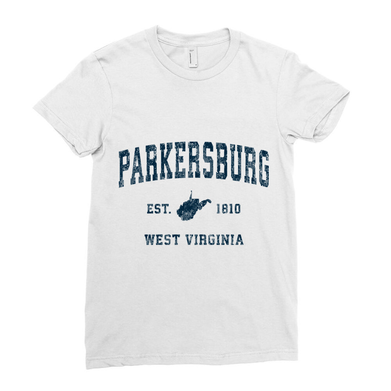 Parkersburg West Virginia Wv Vintage Sports Navy Print Sweatshirt Ladies Fitted T-Shirt by cm-arts | Artistshot