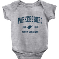 Parkersburg West Virginia Wv Vintage Sports Navy Print Sweatshirt Baby Bodysuit | Artistshot