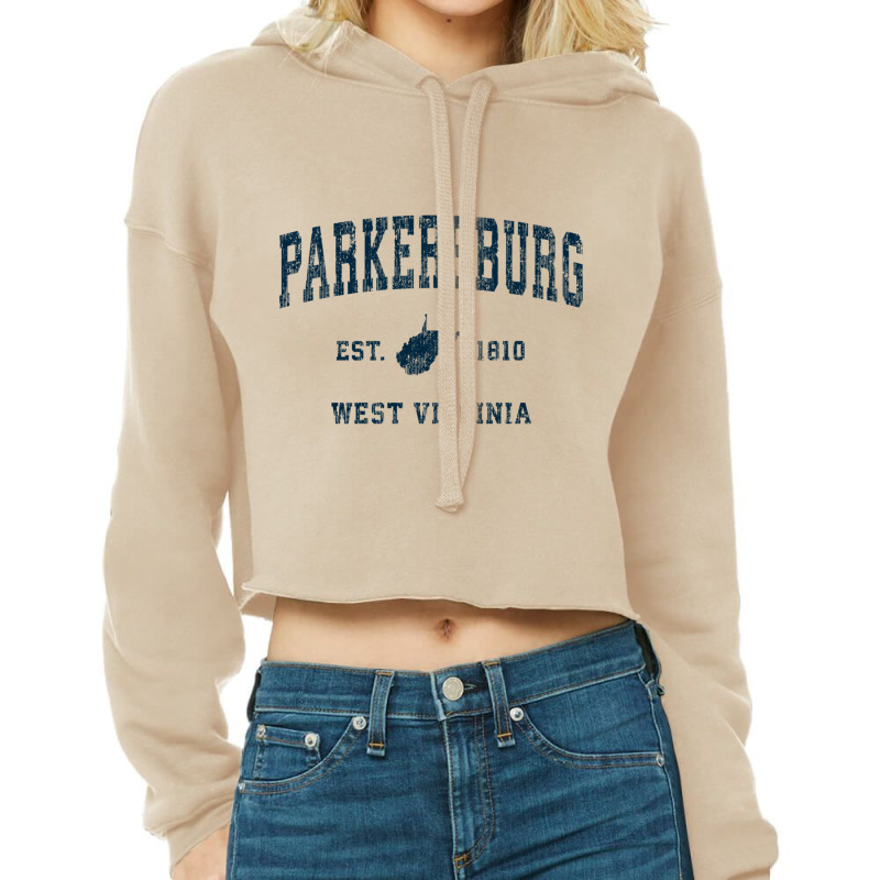 Parkersburg West Virginia Wv Vintage Sports Navy Print Sweatshirt Cropped Hoodie by cm-arts | Artistshot