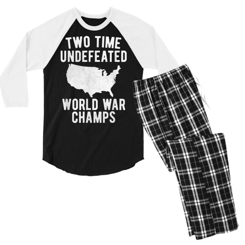 Two Time Ww1 Ww2 American Flag Champions T Shirt Men's 3/4 Sleeve Pajama Set by cm-arts | Artistshot