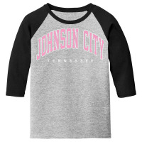 Johnson City Tennessee Tn Varsity Style Pink Text Premium T Shirt Youth 3/4 Sleeve | Artistshot