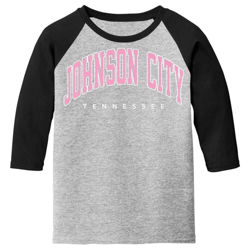 Johnson City Tennessee Tn Varsity Style Pink Text Premium T Shirt Youth 3/4 Sleeve by cm-arts | Artistshot