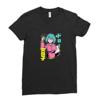 Cool Anime  With Blue Hair Smiling Drawing Ladies Fitted T-shirt | Artistshot