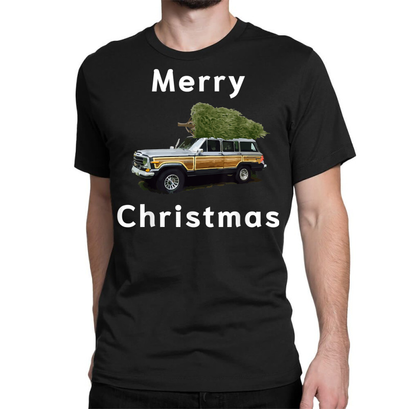 Merry Christmas Tree On A Truck Vintage Surf Wagon T Shirt Classic T-shirt by cm-arts | Artistshot