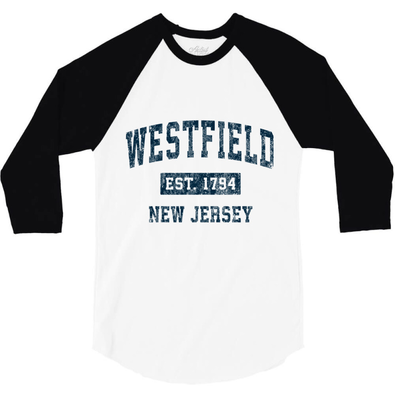 Westfield New Jersey Nj Vintage Sports Design Navy Print Pullover Hood 3/4 Sleeve Shirt | Artistshot