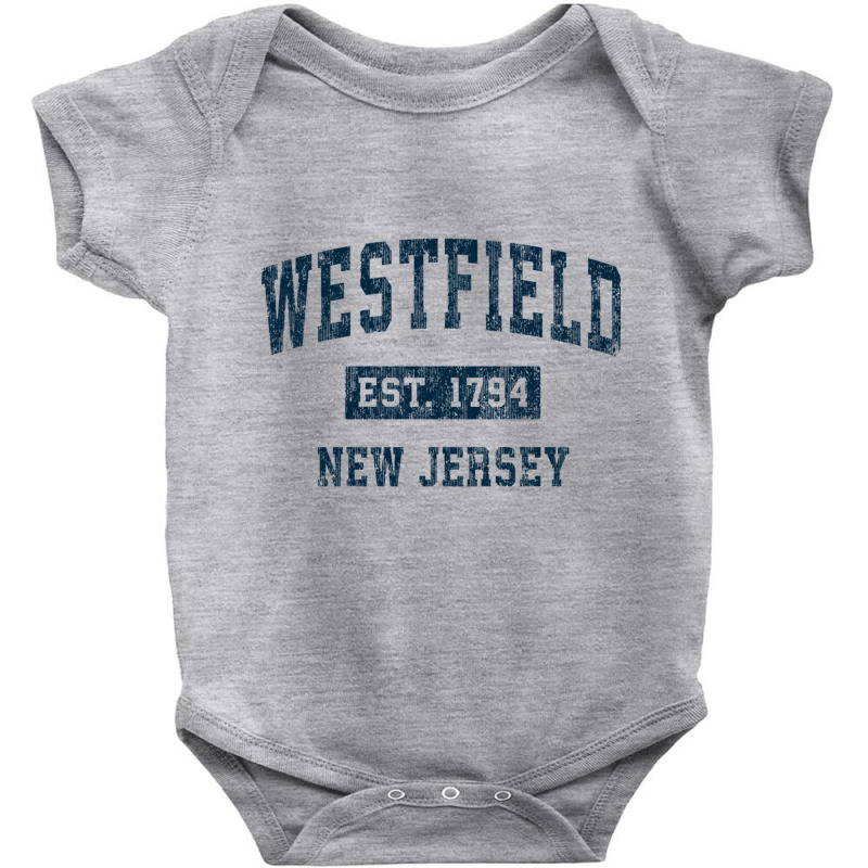 Westfield New Jersey Nj Vintage Sports Design Navy Print Pullover Hood Baby Bodysuit | Artistshot