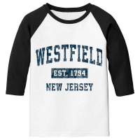 Westfield New Jersey Nj Vintage Sports Design Navy Print Pullover Hood Youth 3/4 Sleeve | Artistshot