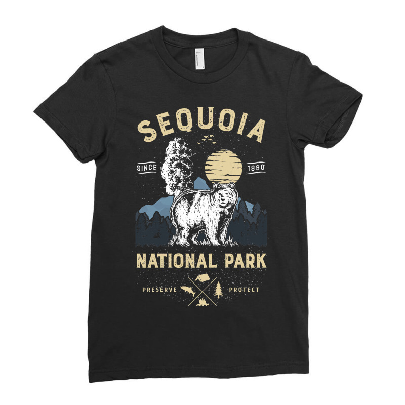 Bear Sequoia National Park Tvintage California Bear 54 Polar Panda Ladies Fitted T-Shirt by cm-arts | Artistshot