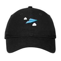 Blue Paper Airplane Paper Plane With White Clouds Adjustable Cap | Artistshot