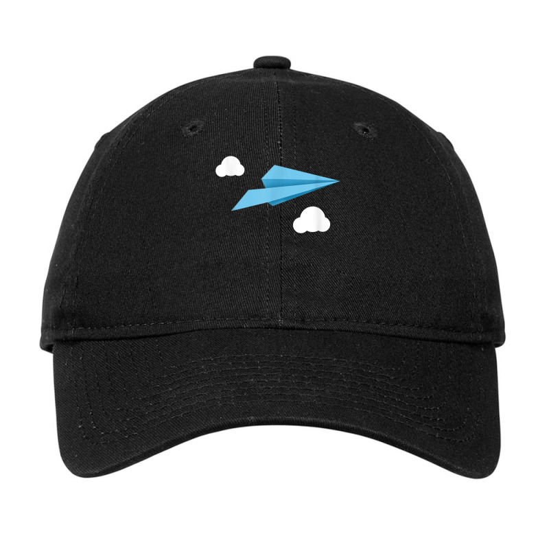 Blue Paper Airplane Paper Plane With White Clouds Adjustable Cap | Artistshot