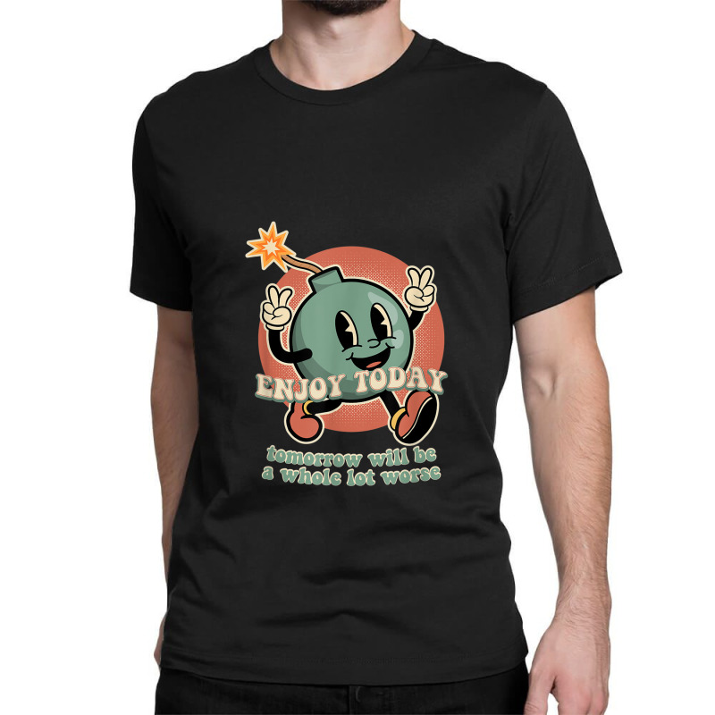 Existential Dread Retro Cartoon Bomb Grenade Nihilism Classic T-shirt by ElizahTessieDenniston | Artistshot