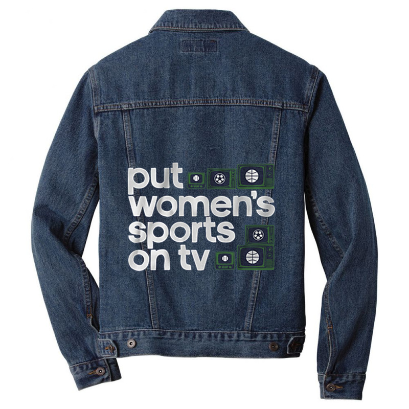 Put Womens Sports On Tv Men Denim Jacket | Artistshot