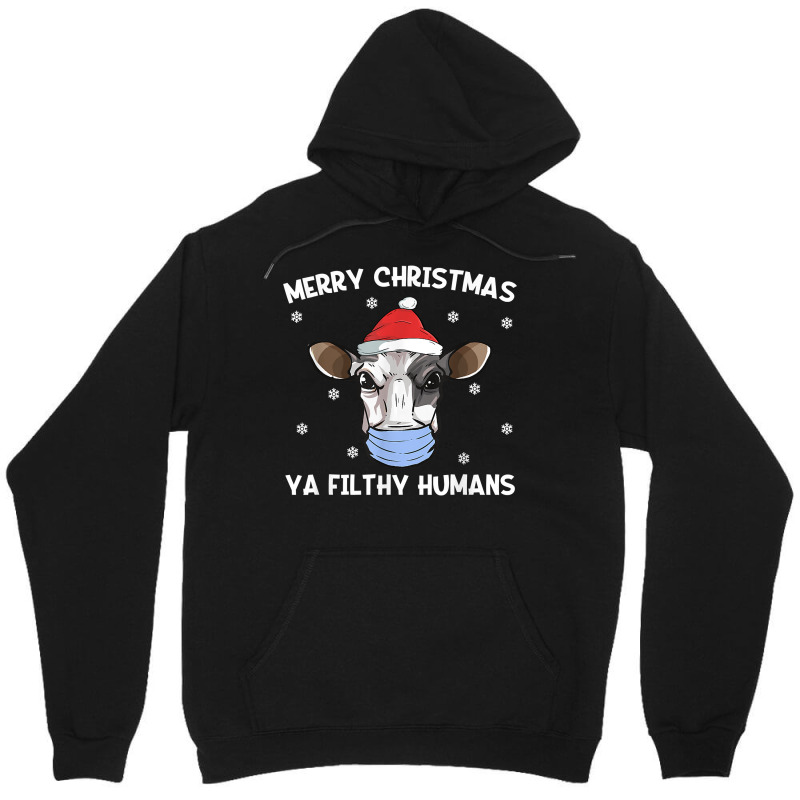 Merry Christmas Milk Cow Face Mask  Dairy Cow Santa T Shirt Unisex Hoodie | Artistshot