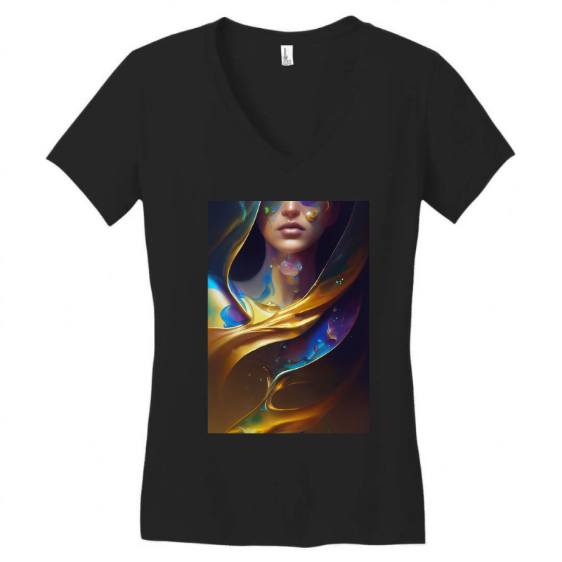 Woman Portrait Women's V-Neck T-Shirt by RommelRRaj | Artistshot