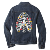 Skeleton Rib Cage Bauble Radiology Radiologist Christmas T Shirt Ladies Denim Jacket | Artistshot