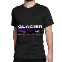 Glacier National Park Night Sky With Gps Location Design Classic T-shirt | Artistshot