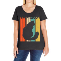 Retro Vintage Maine Coon Cat Silhouette Maine Coon Lover Ladies Curvy T-shirt | Artistshot