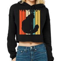 Retro Vintage Maine Coon Cat Silhouette Maine Coon Lover Cropped Hoodie | Artistshot