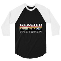 Glacier National Park With Gps Location Design 3/4 Sleeve Shirt | Artistshot