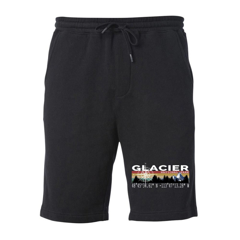 Glacier National Park With Gps Location Design Fleece Short by BILLYJOHNSON | Artistshot