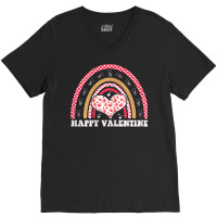 Womens Happy Valentine Rainbow Heart Neonatal Nurse T Shirt V-neck Tee | Artistshot