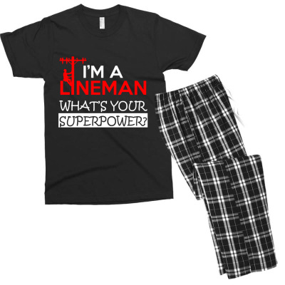 Lineman Whats Your Superpower Men's T-shirt Pajama Set Designed By Platinumshop