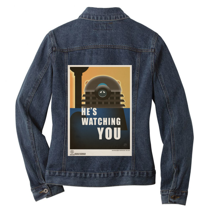 Dalek Time War Propaganda Poster 2 Ladies Denim Jacket by CherylBrandy | Artistshot