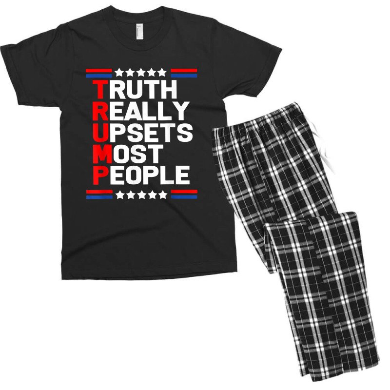 Trump Truth Really Upset Most People Trump 2024 America Flag Men's T-shirt Pajama Set | Artistshot