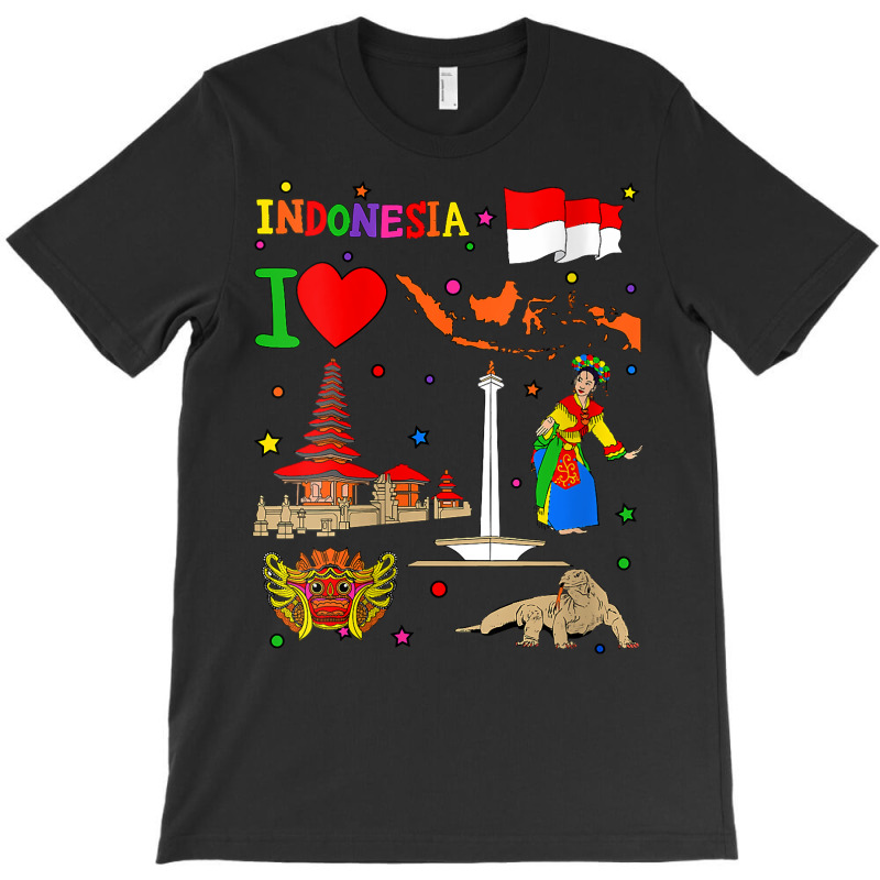 Womens Hand Drawn Objects Of Indonesia, Traditional Symbols, Map V Nec T-shirt | Artistshot