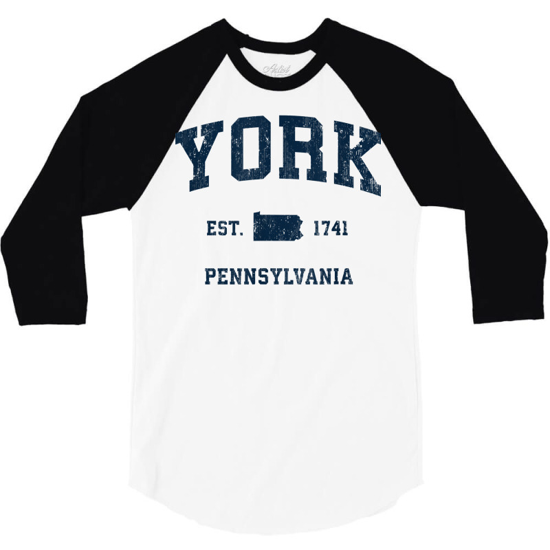 York Pennsylvania Pa Vintage Athletic Navy Sports Design T Shirt 3/4 Sleeve Shirt | Artistshot