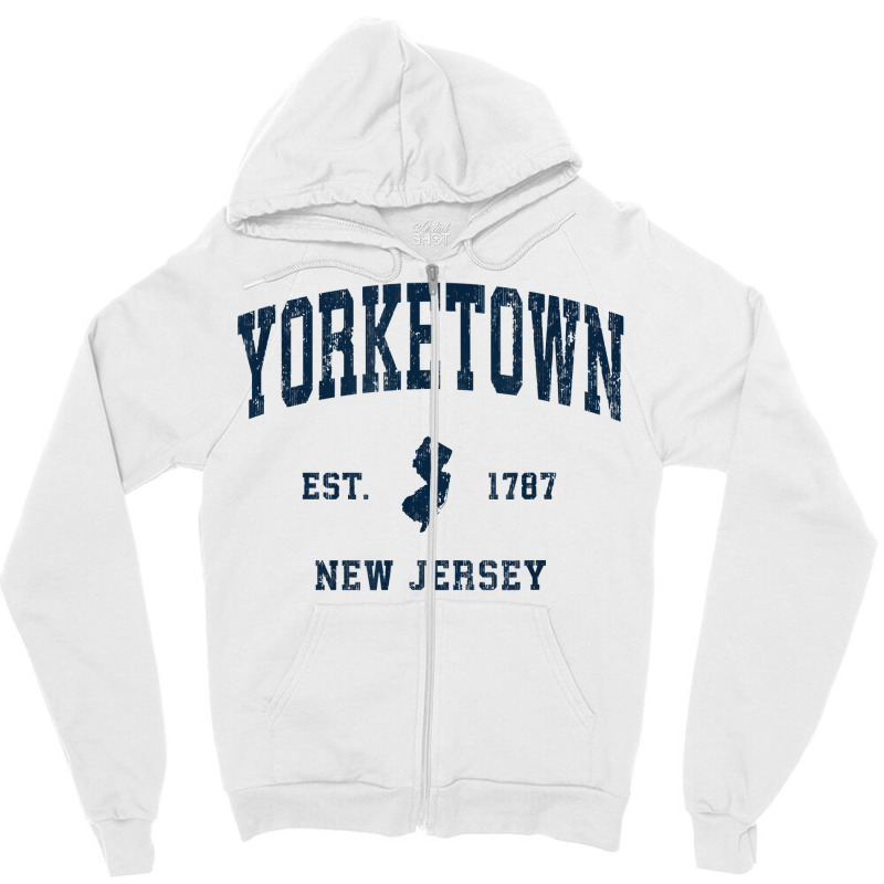 Yorketown New Jersey Nj Vintage Athletic Navy Sports Design T Shirt Zipper Hoodie | Artistshot