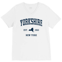 Yorkshire New York Ny Vintage Athletic Navy Sports Design T Shirt V-neck Tee | Artistshot