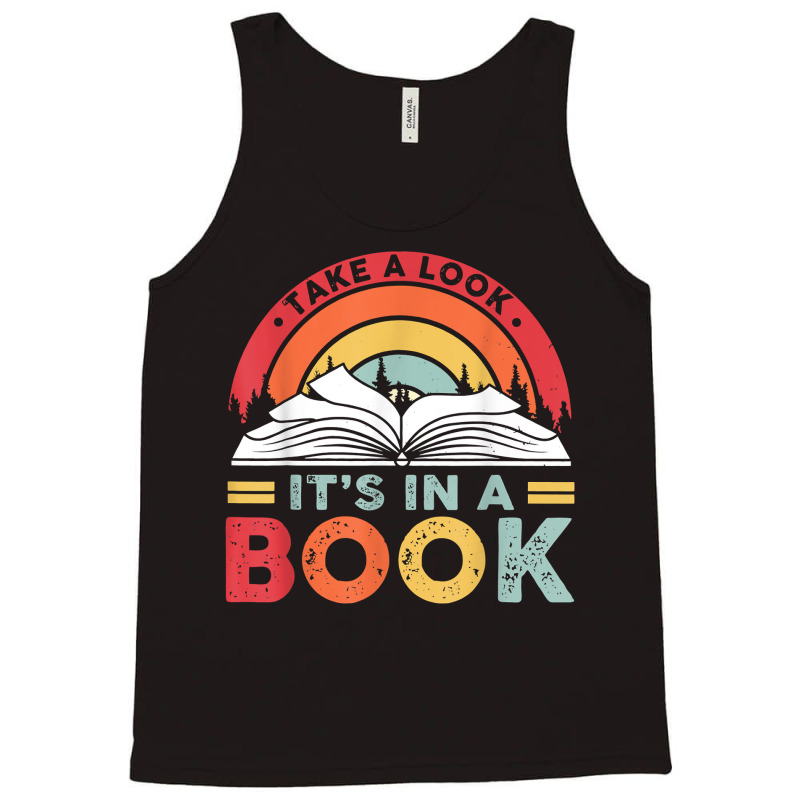 Take A Look It's In A Book Reading Vintage Retro Rainbow T Shirt Tank Top by cm-arts | Artistshot