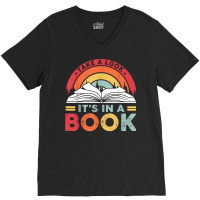 Take A Look It's In A Book Reading Vintage Retro Rainbow T Shirt V-neck Tee | Artistshot