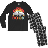 Take A Look It's In A Book Reading Vintage Retro Rainbow T Shirt Men's Long Sleeve Pajama Set | Artistshot